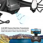 Tech rc Drone avec Caméra Drone Caméra Temps de Vol de 20 Minutes 360°Flips avec 2 Batteries Rechargeables Mode sans Tête Maintien de l'altitude pour Débutants & Enfants